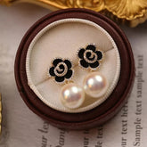 Black Rose Earrings-Anti Tarnish || Waterproof